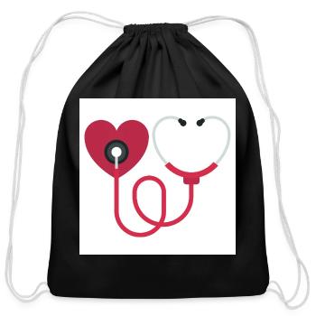 Cute Stethoscope Nurse Life Heart - Cotton Drawstring Bag - black - Front