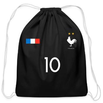 France Jersey 10 French Football Soccer - Cotton Drawstring Bag - black - Front