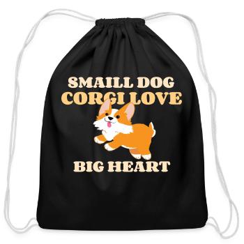 Corgi Love Small Dog Big Heart - Cotton Drawstring Bag - black - Front
