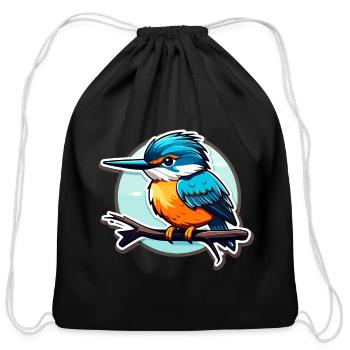 Common Kingfisher Bird Illustration - Cotton Drawstring Bag - black - Front