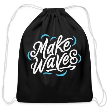 Make Waves - Cotton Drawstring Bag - black - Front