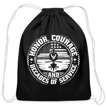 Honor Courage and Decades of Service - Cotton Drawstring Bag - black - Front