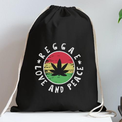 Reggae love and peace circular logo, iconic theme - Sac à cordon en coton