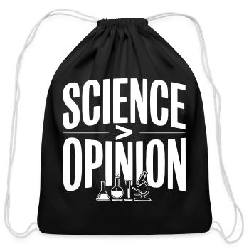 Science > Opinion - Cotton Drawstring Bag - black - Front