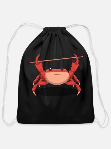 The Crabby Crab - Cotton Drawstring Bag - black
