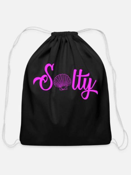Salty Shell Design - Cotton Drawstring Bag - black