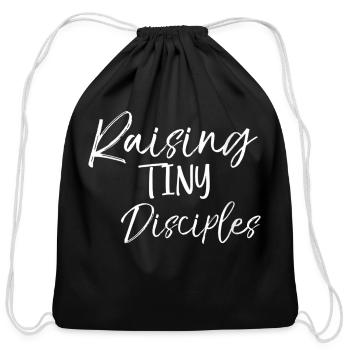 Christian Mom For Raising Tiny Disciples - Cotton Drawstring Bag - black - Front