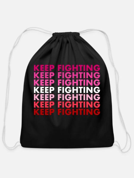 Keep Fighting Lesbian Pride - Cotton Drawstring Bag - black