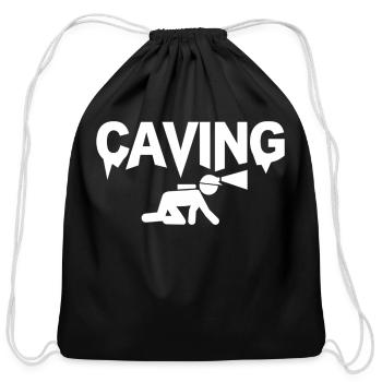 Caving Spelunking - Cotton Drawstring Bag - black - Front