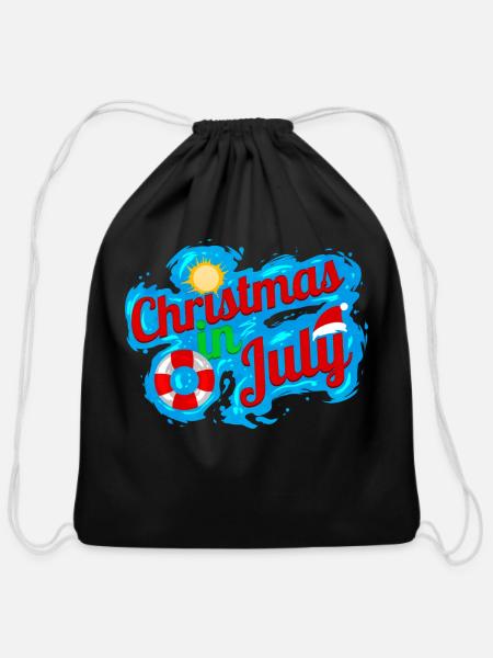 Santa Rescue Ring Logo Celebrating Christmas In - Cotton Drawstring Bag - black