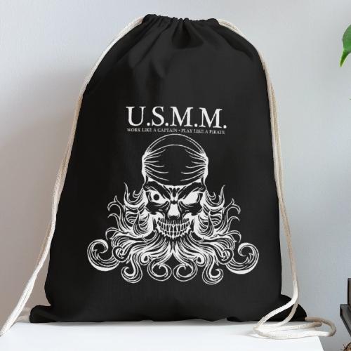 USMM, work like a captain, play like a pirate - Cotton Drawstring Bag