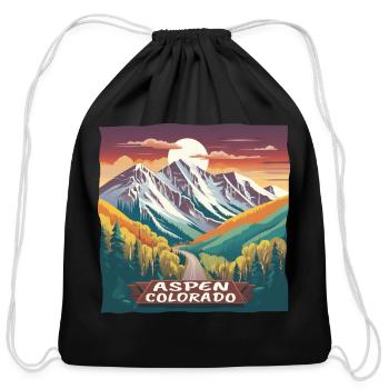 Aspen Colorado Winter Sports Ski Area Skiing - Cotton Drawstring Bag - black - Front