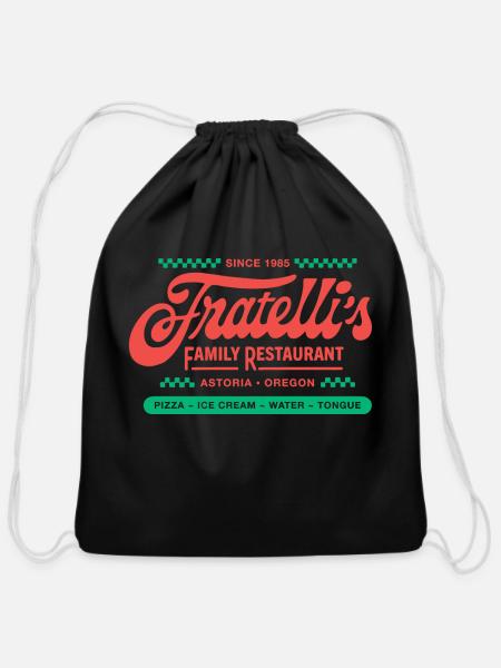 Fratelli's Restaurant Goonies Astoria Oregon - Cotton Drawstring Bag - black