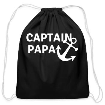 captain papa sailor - Cotton Drawstring Bag - black - Front