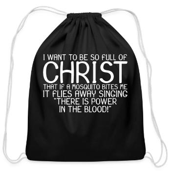 Christian Mosquito Joke Funny Quote T Shirt - Cotton Drawstring Bag - black - Front