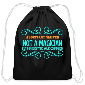 ASSISTANT WAITER not magican - Cotton Drawstring Bag - black - Front