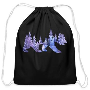 Bear Double Exposure Surreal Wildlife Animal Tee - Cotton Drawstring Bag - black - Front