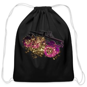 Truck with mud - Cotton Drawstring Bag - black - Front