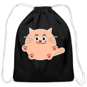 Cute cat blue - Cotton Drawstring Bag - black - Front