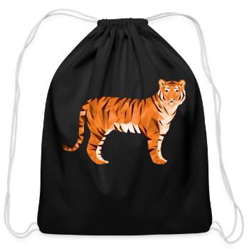 Geometric Low Poly Tiger - Cotton Drawstring Bag - black - Front