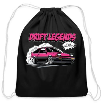 Toyota AE86: Drift King Shirt Design 2 - Cotton Drawstring Bag - black - Front