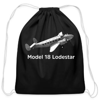 Lockheed Model 18 Lodestar Aircraft - Cotton Drawstring Bag - black - Front