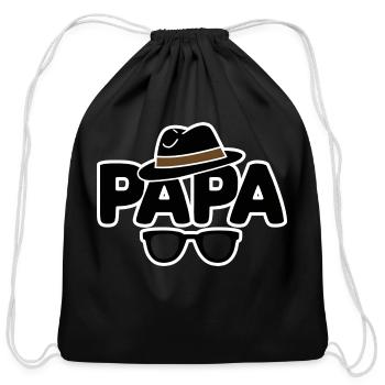 papa - Cotton Drawstring Bag - black - Front