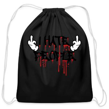 cool i hate people text graffiti spray drop blood - Cotton Drawstring Bag - black - Front