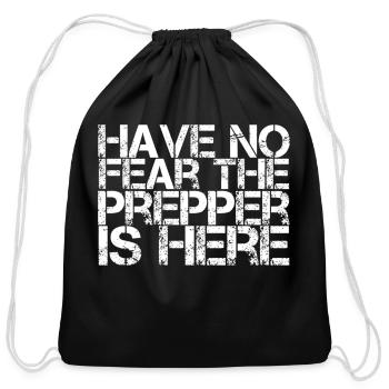 The prepper is here - Cotton Drawstring Bag - black - Front