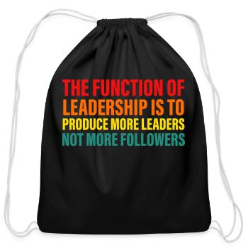 The Function Of Leadership - Cotton Drawstring Bag - black - Front