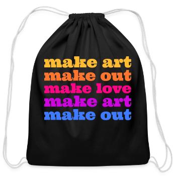 Make Art Make Love - Cotton Drawstring Bag - black - Front