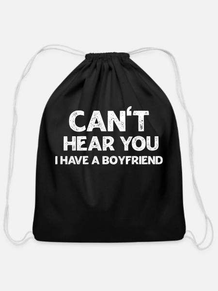 Funny Valentine s Day Cant Hear You I Have A - Cotton Drawstring Bag - black