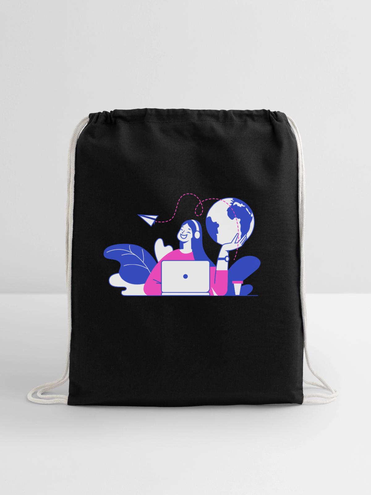 cs 1 - Cotton Drawstring Bag - black - Front