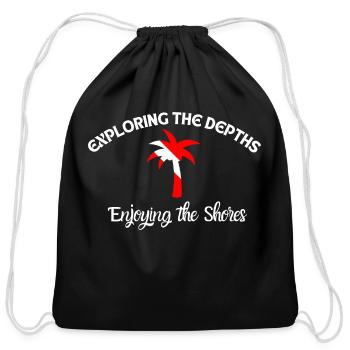 Exploring The Depths Enjoying The Shores - Cotton Drawstring Bag - black - Front