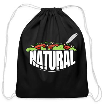 My Meal Is Vegetarian And Natural Go Vegan - Cotton Drawstring Bag - black - Front