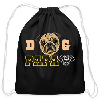 dog papa - Cotton Drawstring Bag - black - Front