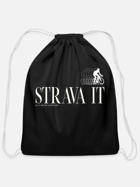 Strava it or it never happened - Cotton Drawstring Bag - black