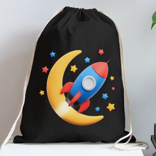 Rocket to the Crescent Moon - Cotton Drawstring Bag