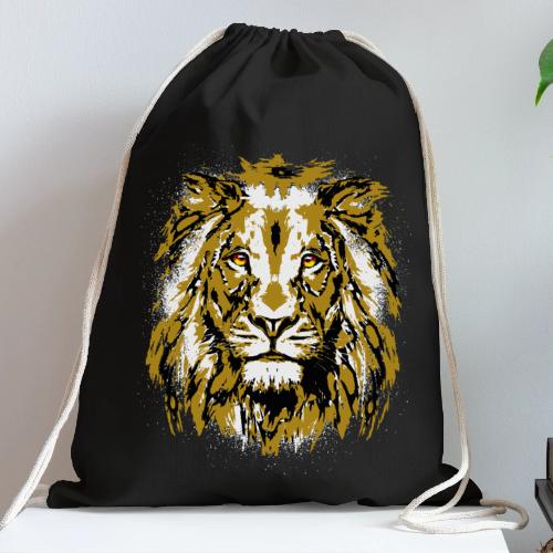 Grunge Lion Head Portrait Drawing - Vintage Lion - Cotton Drawstring Bag
