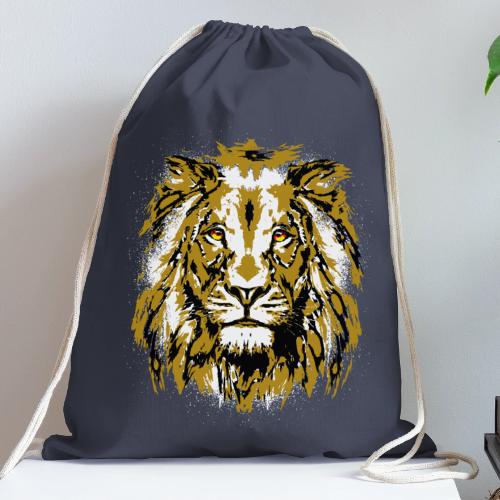 Grunge Lion Head Portrait Drawing - Vintage Lion - Cotton Drawstring Bag