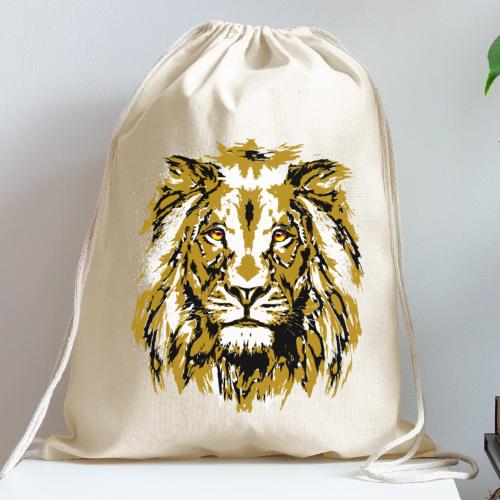 Grunge Lion Head Portrait Drawing - Vintage Lion - Cotton Drawstring Bag