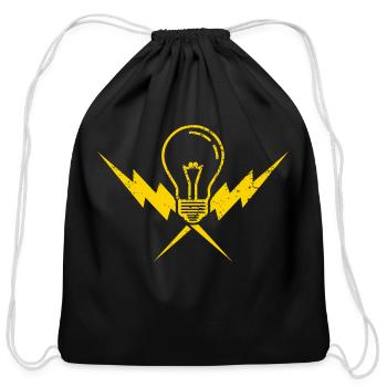 Light Bulb Electricity Electrician - Cotton Drawstring Bag - black - Front