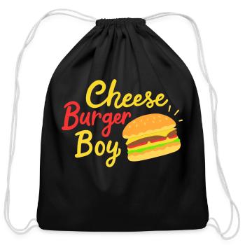 Cheeseburger Boy - Cotton Drawstring Bag - black - Front