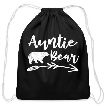 Auntie Bear Aunt Life Camping Camper Campfire - Cotton Drawstring Bag - black - Front