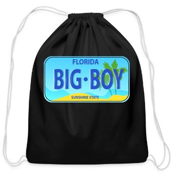 Florida License Plate - Cotton Drawstring Bag - black - Front