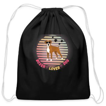 Boxer dog _ is my favorites - Cotton Drawstring Bag - black - Front