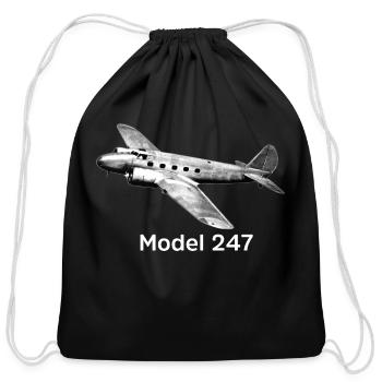 Model B247 Airliner - Cotton Drawstring Bag - black - Front
