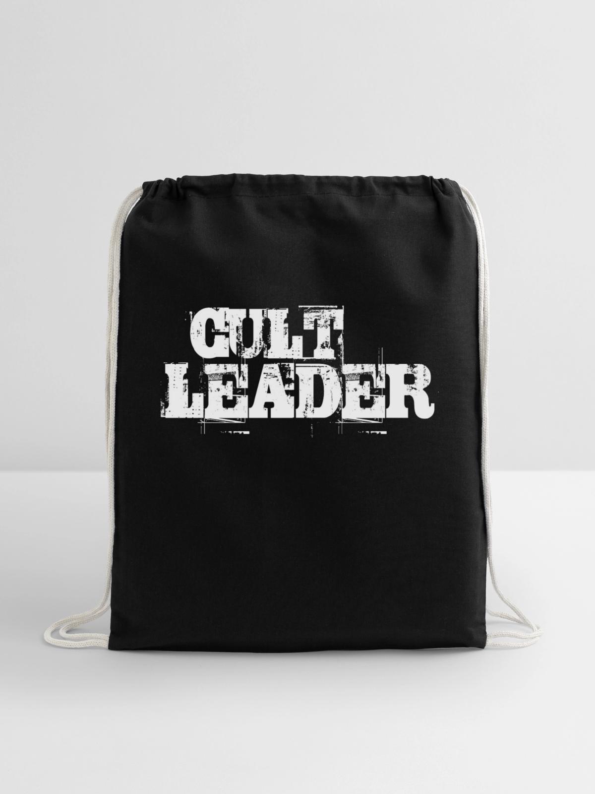cult leader - Cotton Drawstring Bag - black - Front
