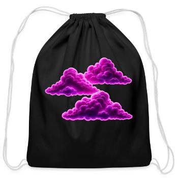 Electric Neon Purple Clouds - Cotton Drawstring Bag - black - Front