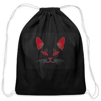 Cat face - Cotton Drawstring Bag - black - Front
